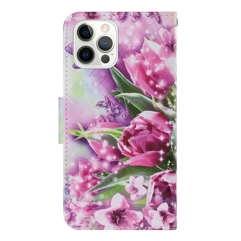 Flip Cover iPhone 13 Pro Sommerfugle Og Tulipaner