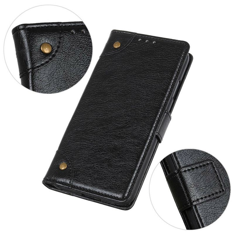 Flip Cover iPhone 13 Pro Style Nappa Læder Vintage Nitter