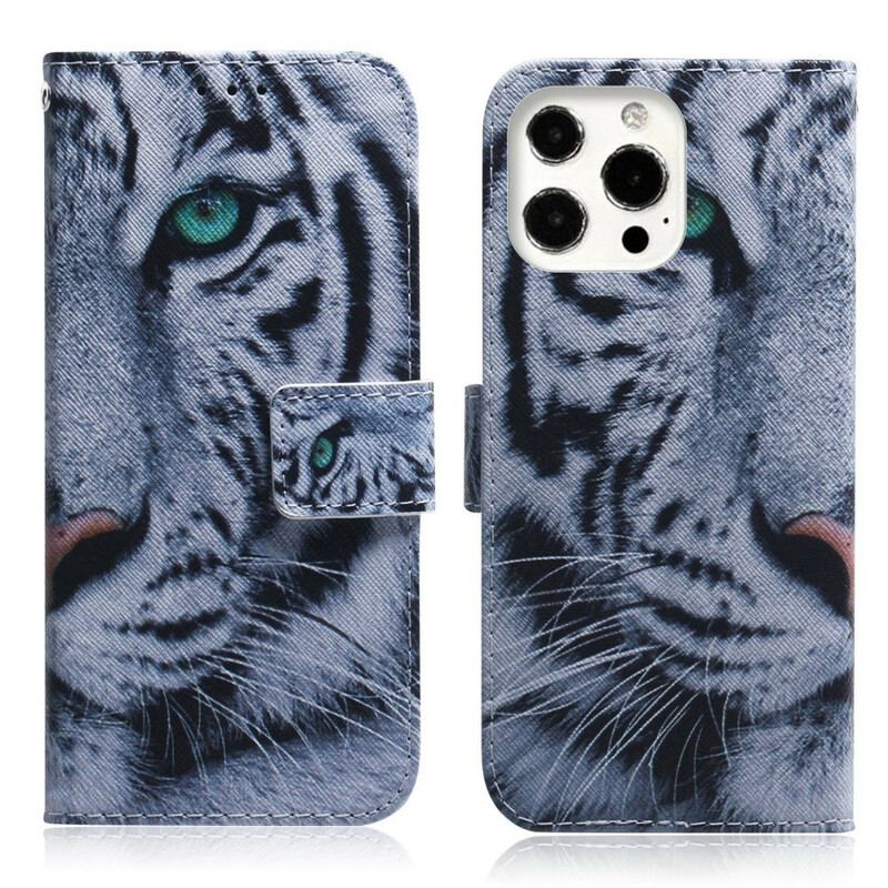 Flip Cover iPhone 13 Pro Tiger Ansigt