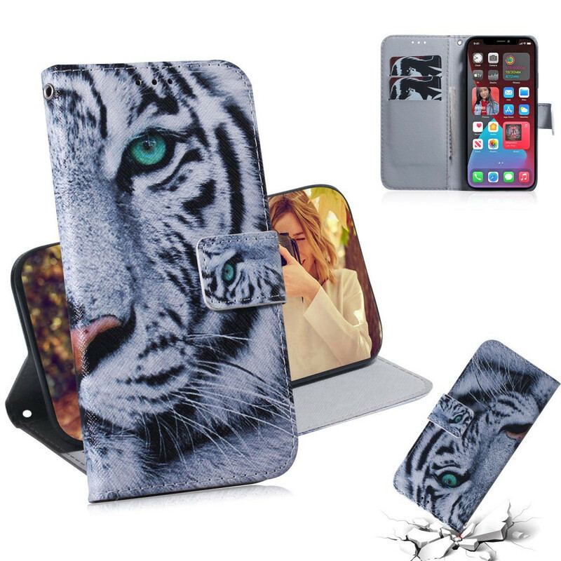 Flip Cover iPhone 13 Pro Tiger Ansigt