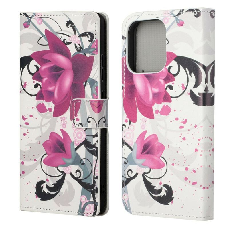 Flip Cover iPhone 13 Pro Tropiske Blomster