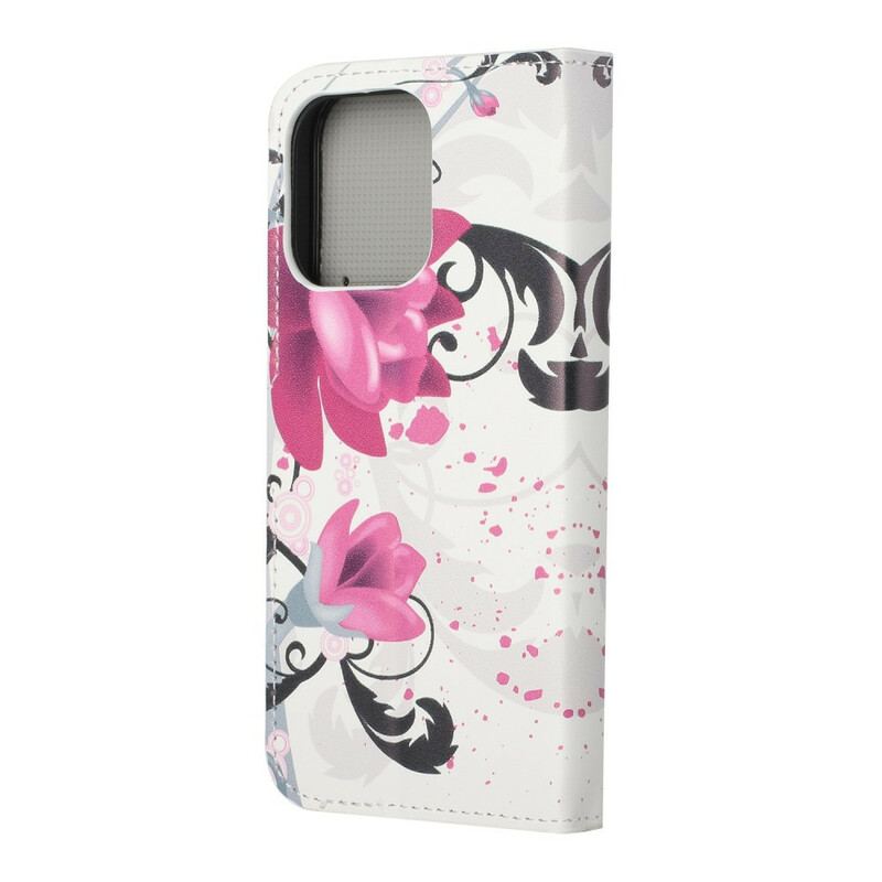 Flip Cover iPhone 13 Pro Tropiske Blomster