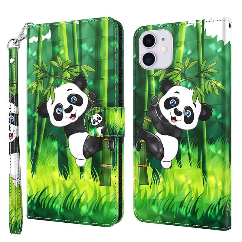 Læder Cover iPhone 13 Pro Panda Og Bambus