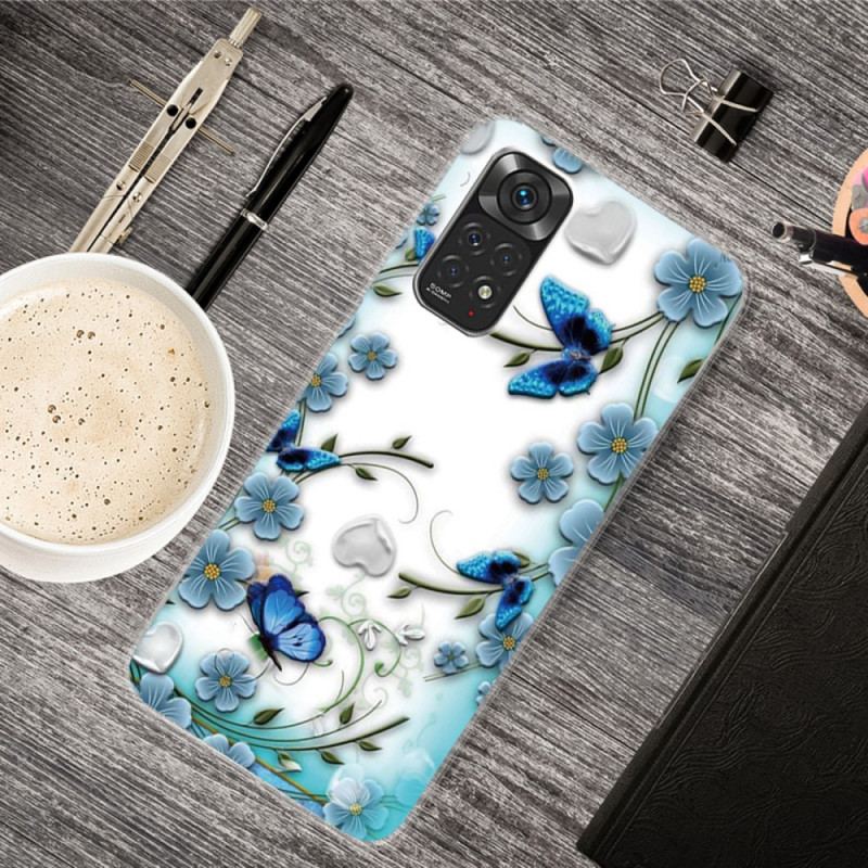 Cover Xiaomi Redmi Note 11 Pro / 11 Pro 5G Retro Sommerfugle Og Blomster