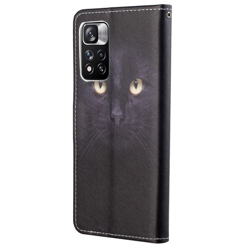 Flip Cover Xiaomi Redmi Note 11 Pro / 11 Pro 5G Med Snor Strappy Black Cat Eyes