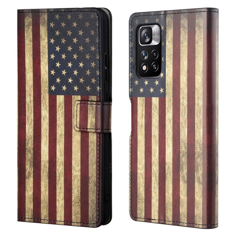 Læder Cover Xiaomi Redmi Note 11 Pro / 11 Pro 5G Amerikansk Flag