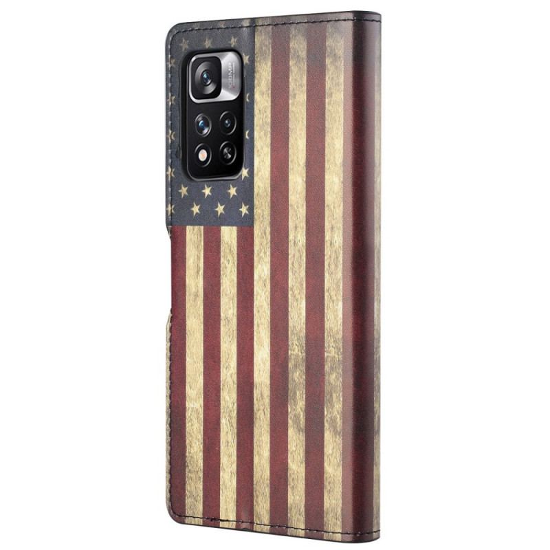 Læder Cover Xiaomi Redmi Note 11 Pro / 11 Pro 5G Amerikansk Flag