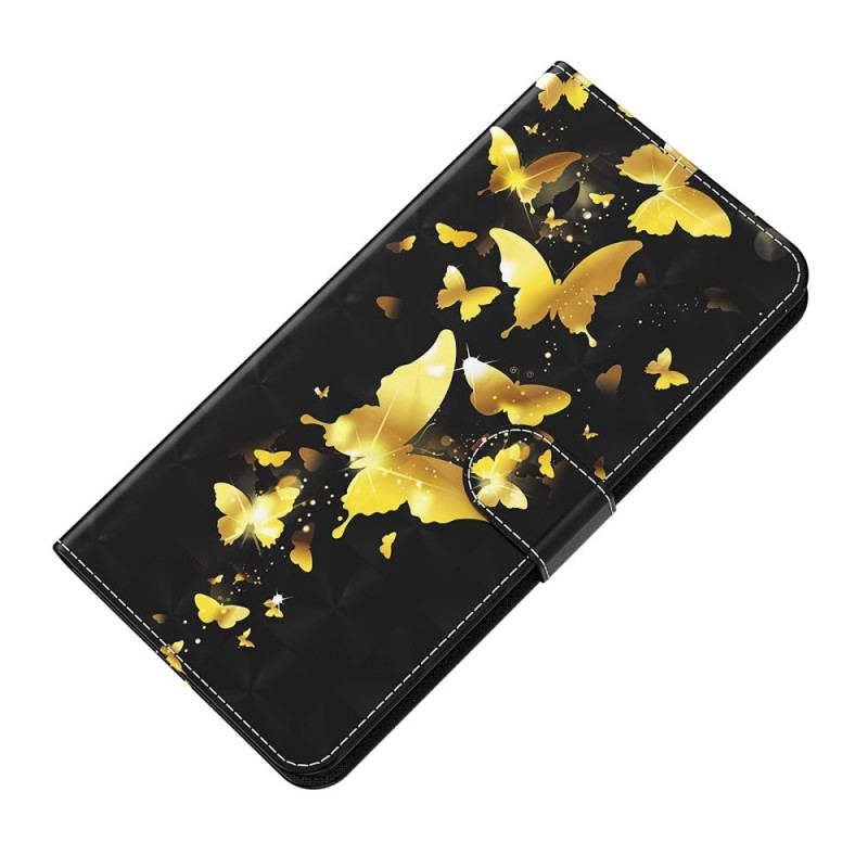 Læder Cover Xiaomi Redmi Note 11 Pro / 11 Pro 5G Gule Sommerfugle