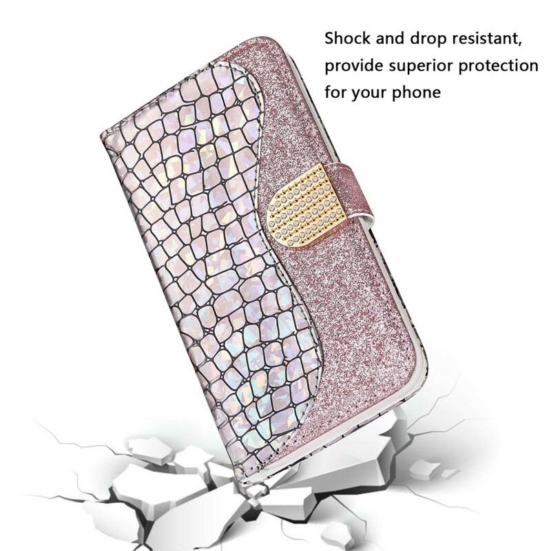 Flip Cover Samsung Galaxy A30 Krokodille Diamanter