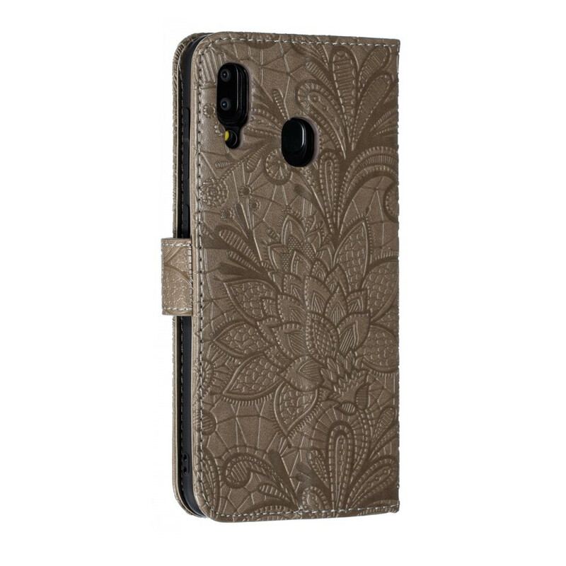 Flip Cover Samsung Galaxy A30 Med Snor Rem Tribal Flowers