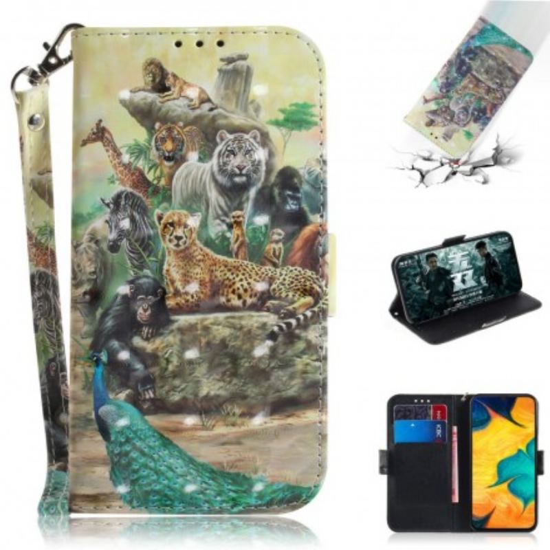 Flip Cover Samsung Galaxy A30 Med Snor Thong Safari Dyr