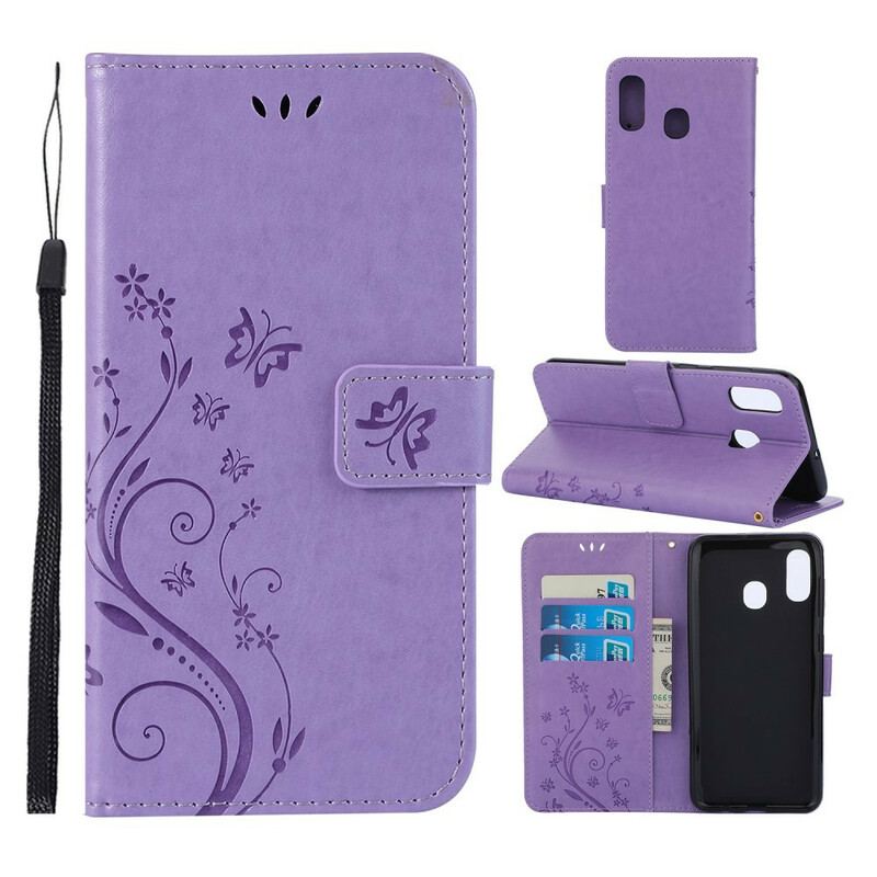 Flip Cover Samsung Galaxy A30 Sommerfugle Og Blomster