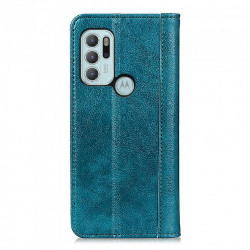 Cover Moto G60S Flip Cover Litchi Split Læderversion