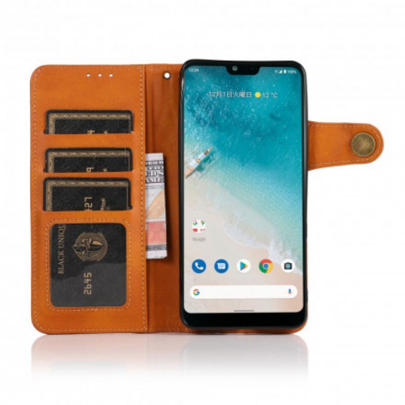 Flip Cover Moto G60S Knap I Imiteret Læder Khazneh