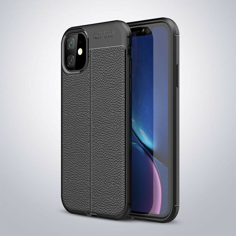 Cover iPhone 11 Dobbelt Linje Litchi Læder Effekt