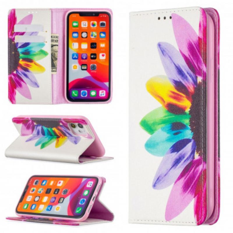 Cover iPhone 11 Flip Cover Akvarel Blomst