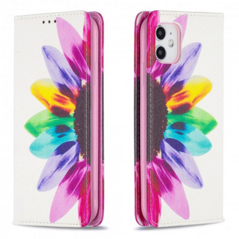 Cover iPhone 11 Flip Cover Akvarel Blomst