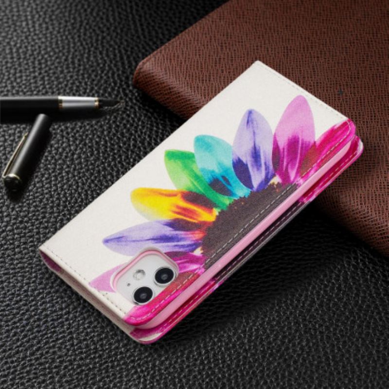 Cover iPhone 11 Flip Cover Akvarel Blomst