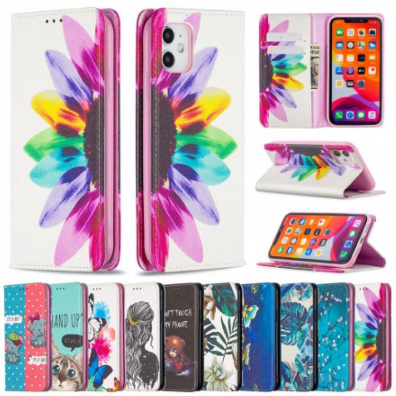 Cover iPhone 11 Flip Cover Akvarel Blomst