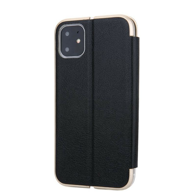 Cover iPhone 11 Flip Cover Metalliske Kanter I Kunstlæder