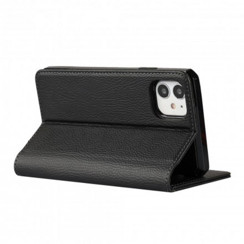 Cover iPhone 11 Med Snor Flip Cover Ægte Litchi Læderrem