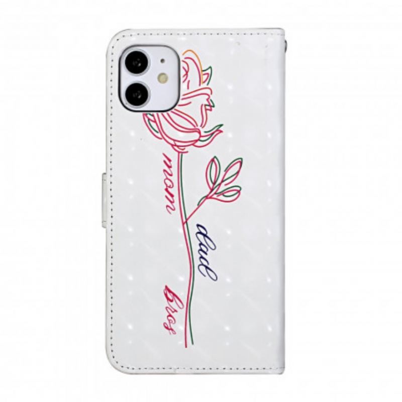 Flip Cover iPhone 11 Med Snor Blomster Justerbar Rem