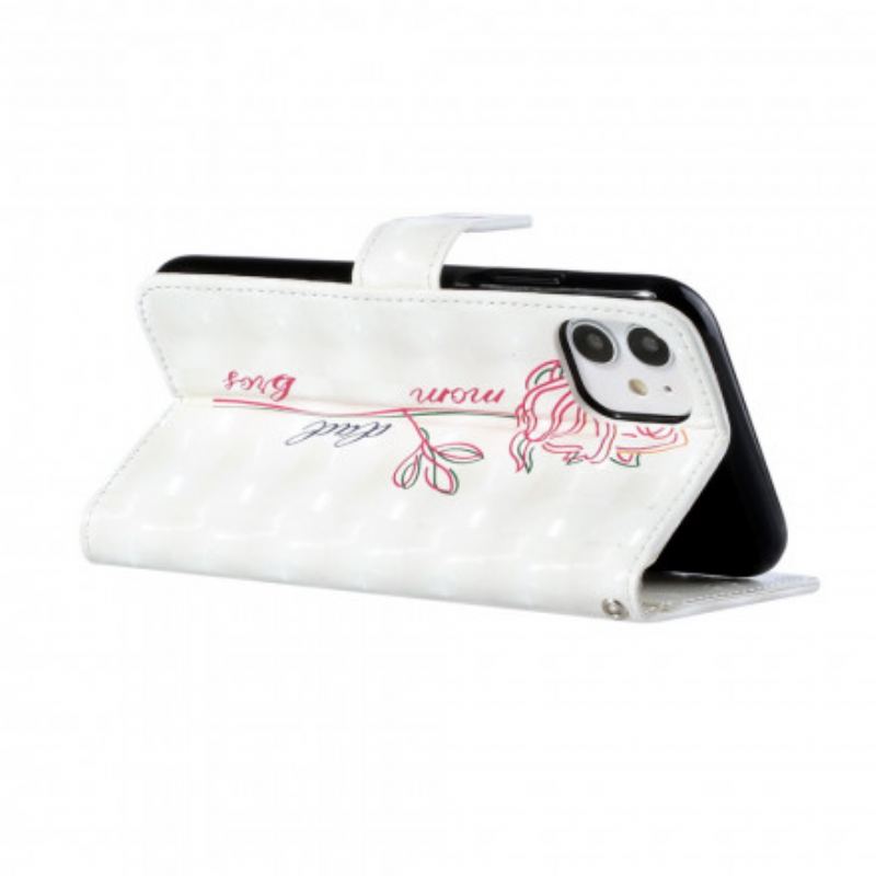 Flip Cover iPhone 11 Med Snor Blomster Justerbar Rem