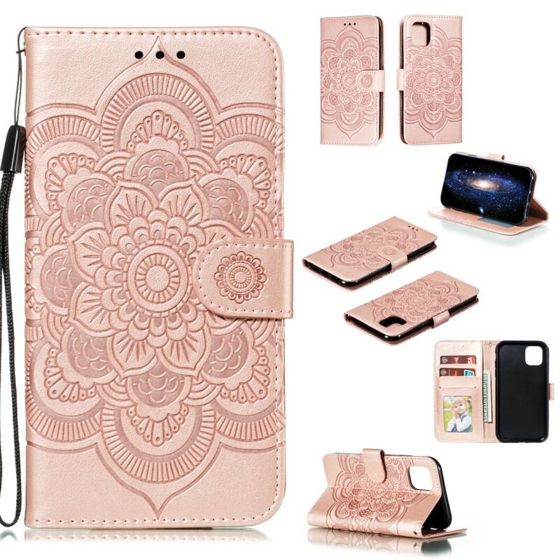 Flip Cover iPhone 11 Med Snor Mandala Med Fuld Rem