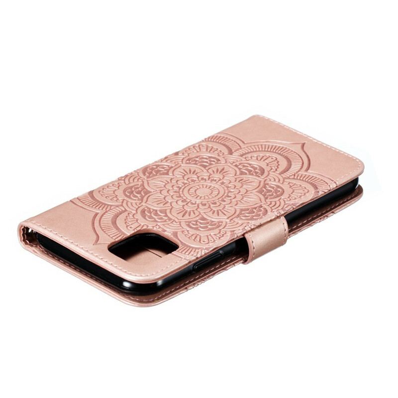 Flip Cover iPhone 11 Med Snor Mandala Med Fuld Rem