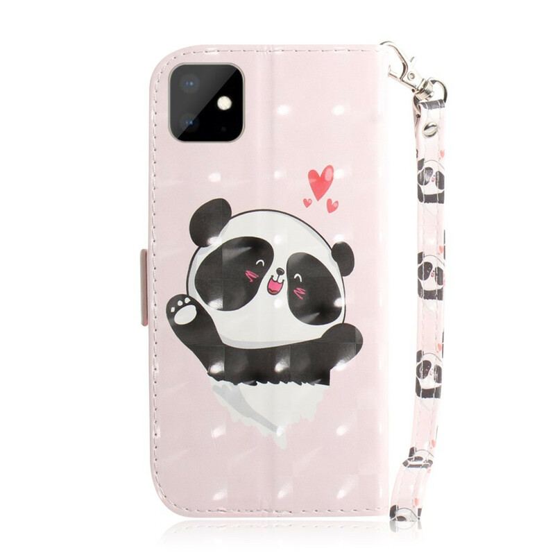 Flip Cover iPhone 11 Med Snor Panda Love Med Snor