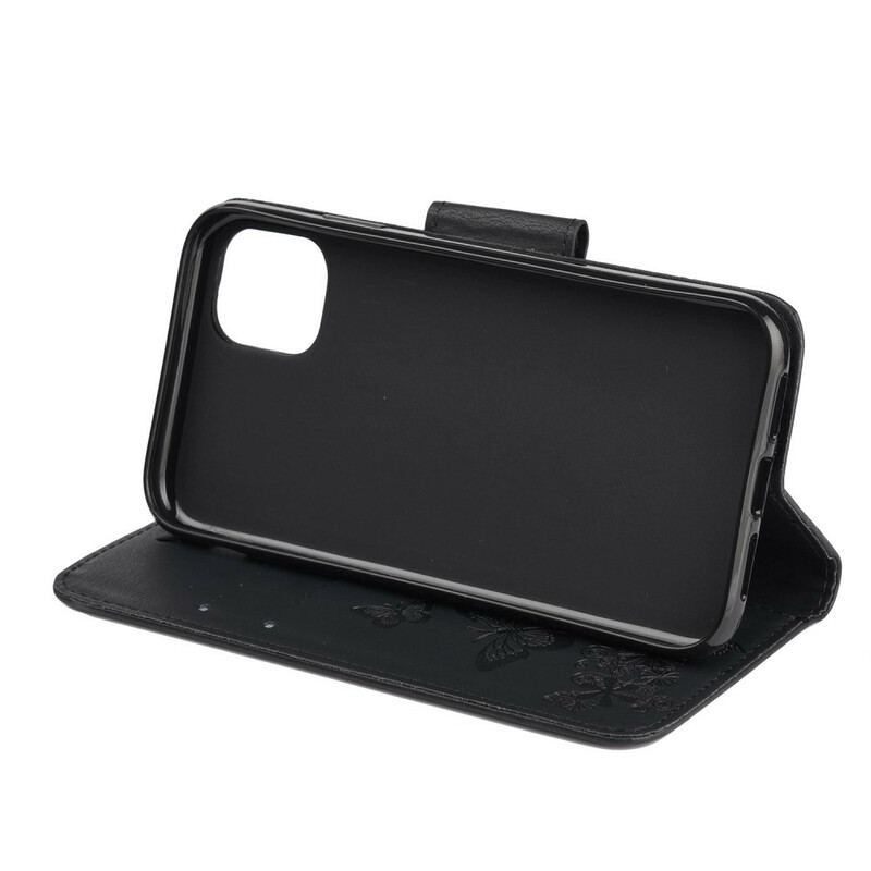 Flip Cover iPhone 11 Med Snor Pragtfulde Stropsommerfugle