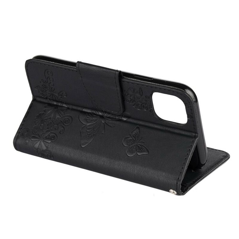 Flip Cover iPhone 11 Med Snor Pragtfulde Stropsommerfugle