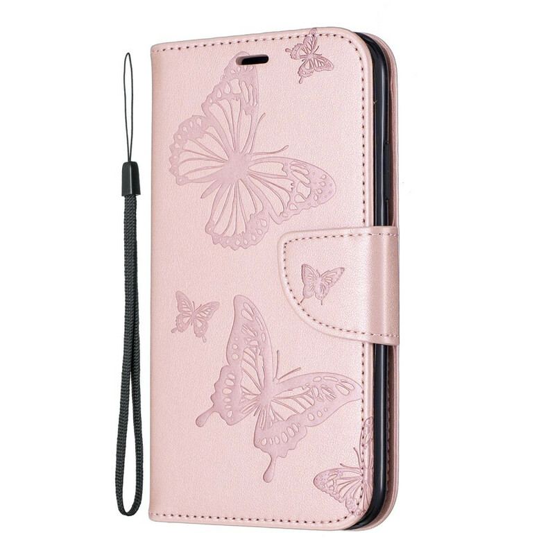 Flip Cover iPhone 11 Med Snor Sommerfugle Trykt Strappy