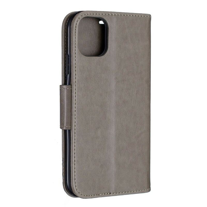 Flip Cover iPhone 11 Med Snor Sommerfugle Trykt Strappy