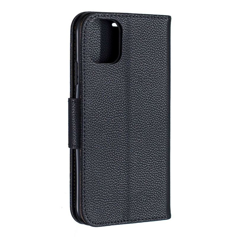 Flip Cover iPhone 11 Med Snor Strappy Med Farvet Litchi-lædereffekt