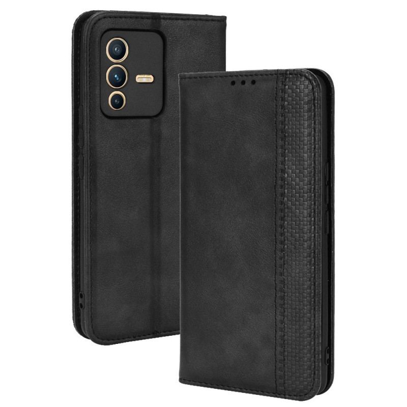 Cover Vivo V23 5G Flip Cover Stilfuldt Imiteret Læder