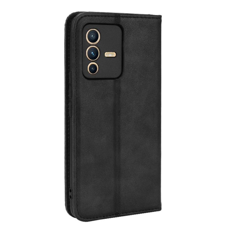 Cover Vivo V23 5G Flip Cover Stilfuldt Imiteret Læder