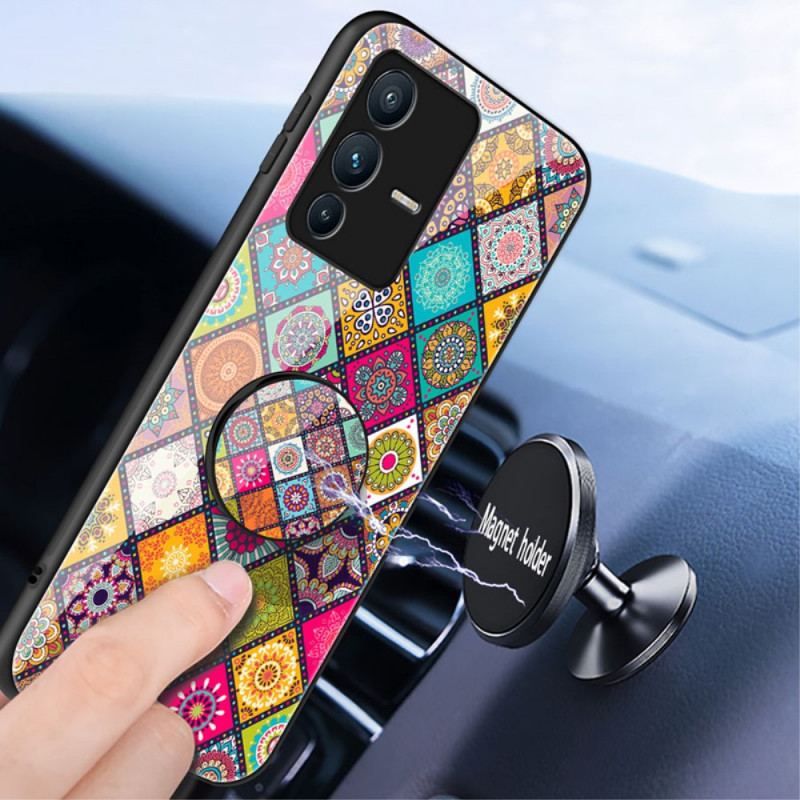 Cover Vivo V23 5G Patchwork Magnetisk Holder