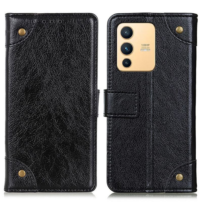 Flip Cover Vivo V23 5G Vintage Nappa Imiteret Læder