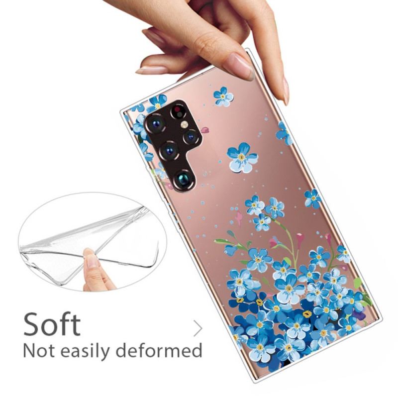 Cover Samsung Galaxy S22 Ultra 5G Blå Blomster