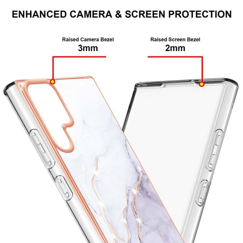 Cover Samsung Galaxy S22 Ultra 5G Fleksibel Marmorstil