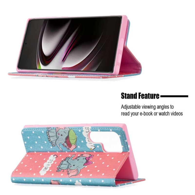 Cover Samsung Galaxy S22 Ultra 5G Flip Cover Baby Elefanter