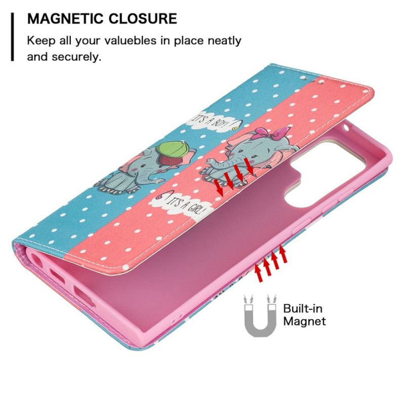 Cover Samsung Galaxy S22 Ultra 5G Flip Cover Baby Elefanter