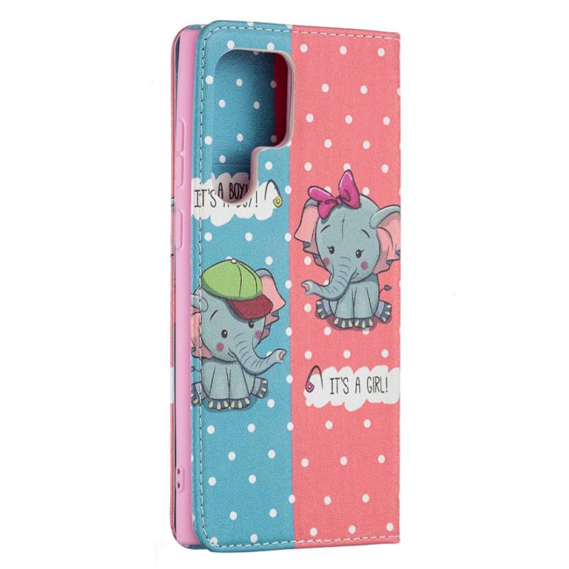 Cover Samsung Galaxy S22 Ultra 5G Flip Cover Baby Elefanter