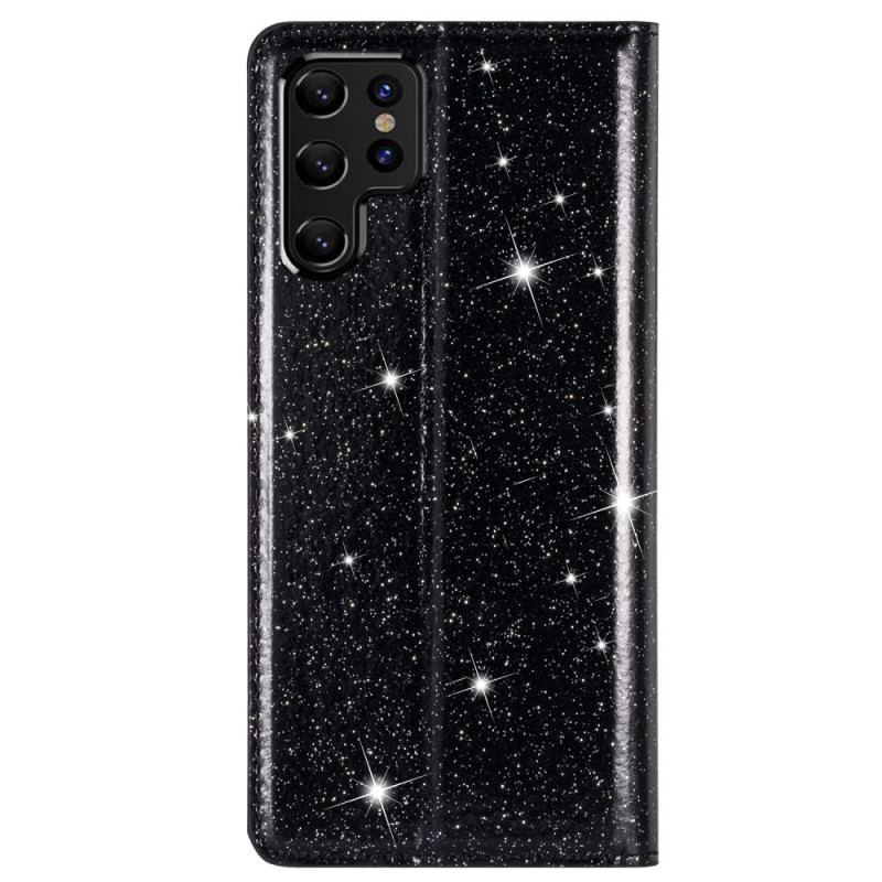 Cover Samsung Galaxy S22 Ultra 5G Flip Cover Sequin Stil