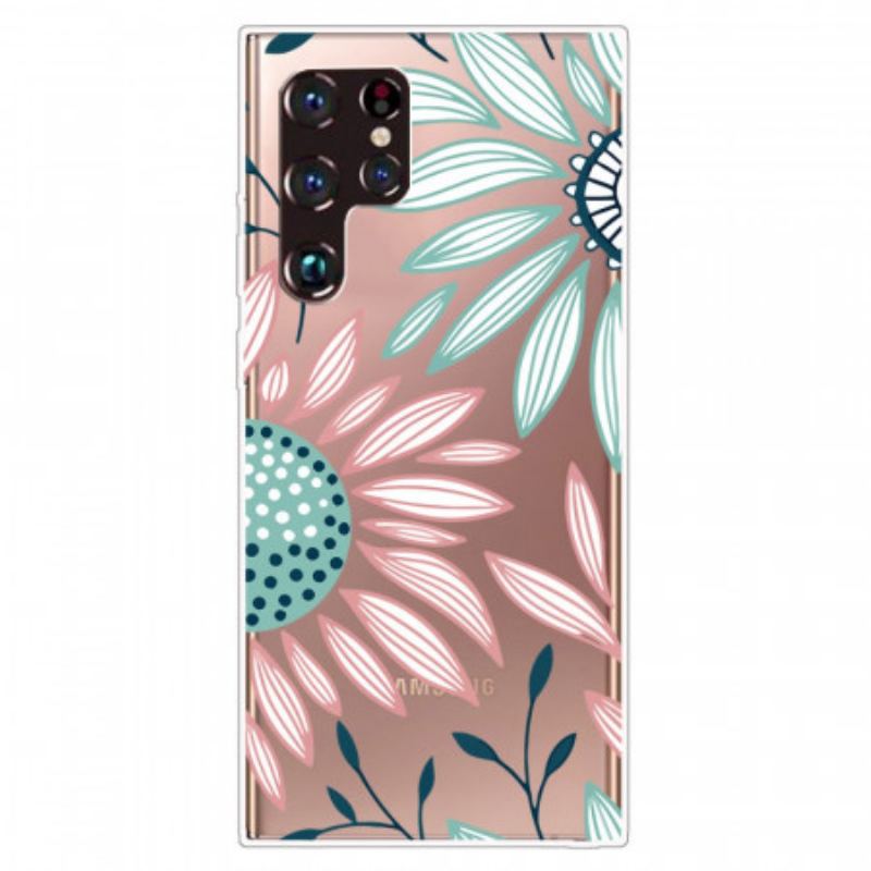 Cover Samsung Galaxy S22 Ultra 5G Gennemsigtig En Blomst