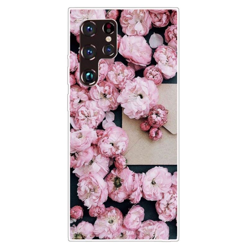 Cover Samsung Galaxy S22 Ultra 5G Lyserøde Blomster