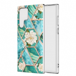 Cover Samsung Galaxy S22 Ultra 5G Marmoreret Blomster