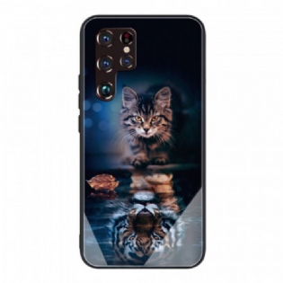 Cover Samsung Galaxy S22 Ultra 5G Mit Tiger Hærdet Glas