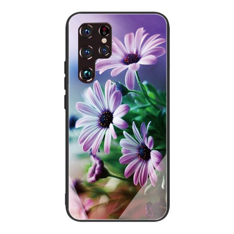 Cover Samsung Galaxy S22 Ultra 5G Realistiske Hærdet Glas Blomster